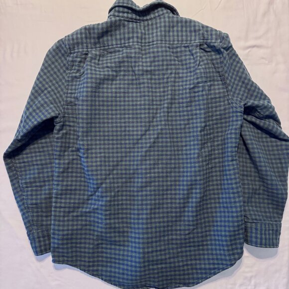Lands' End Fleece Lined Overshirt Men's Medium Blue and Green Check - Picture 5 of 6